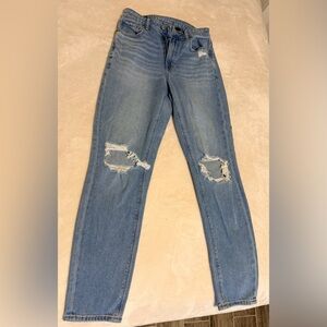 American Eagle Outfitters Light Blue Distressed High-waisted Jean